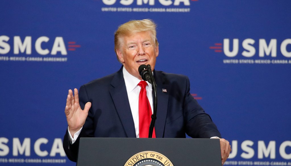 President Donald Trump speaks at Derco Aerospace on July 12, 2019. AP Photo/Alex Brandon