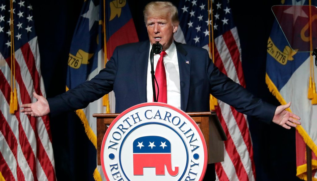 Former President Donald Trump speaks at the North Carolina Republican Convention in Greenville, N.C., on Saturday, June 5, 2021. (AP)