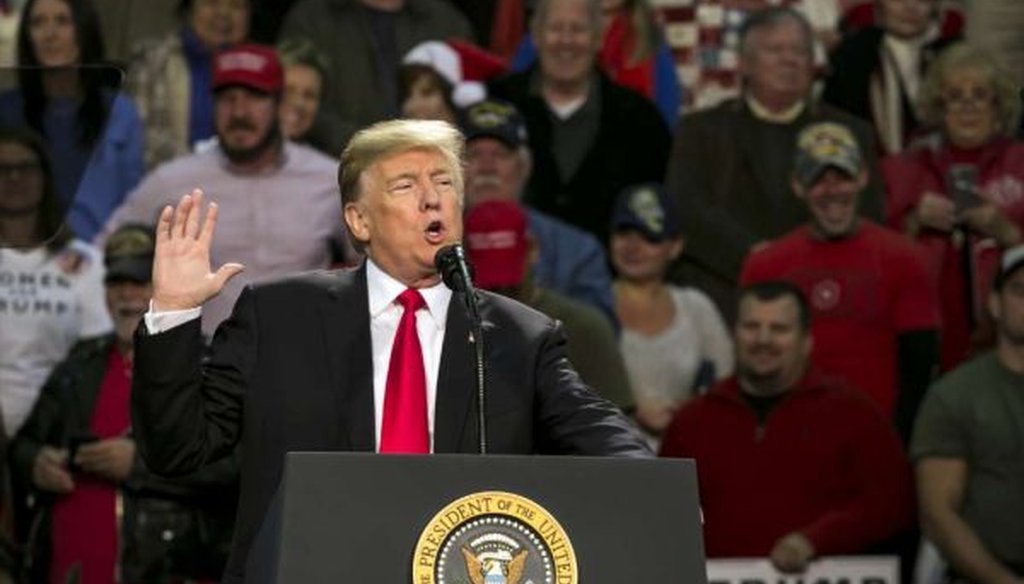 President Donald Trump at a rally in Pensacola, Fla., on Dec. 8, 2017. (Bloomberg/Nicole Craine)