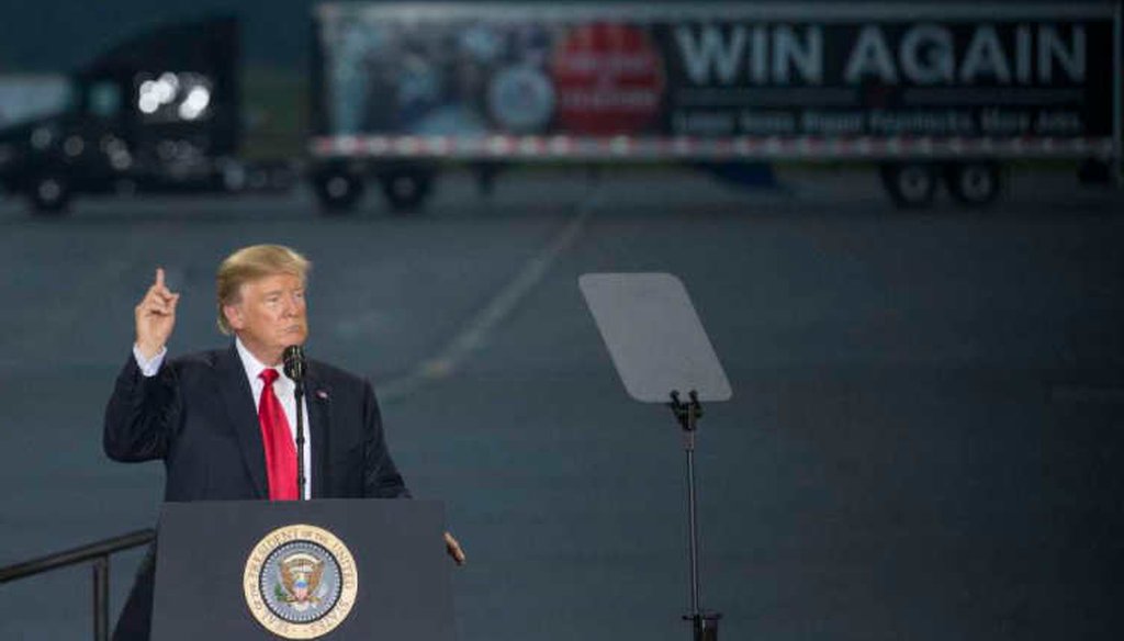 President Donald Trump pitches his tax plan in a hangar at the Harrisburg International Airport in Middletown, Pa. (NYT)