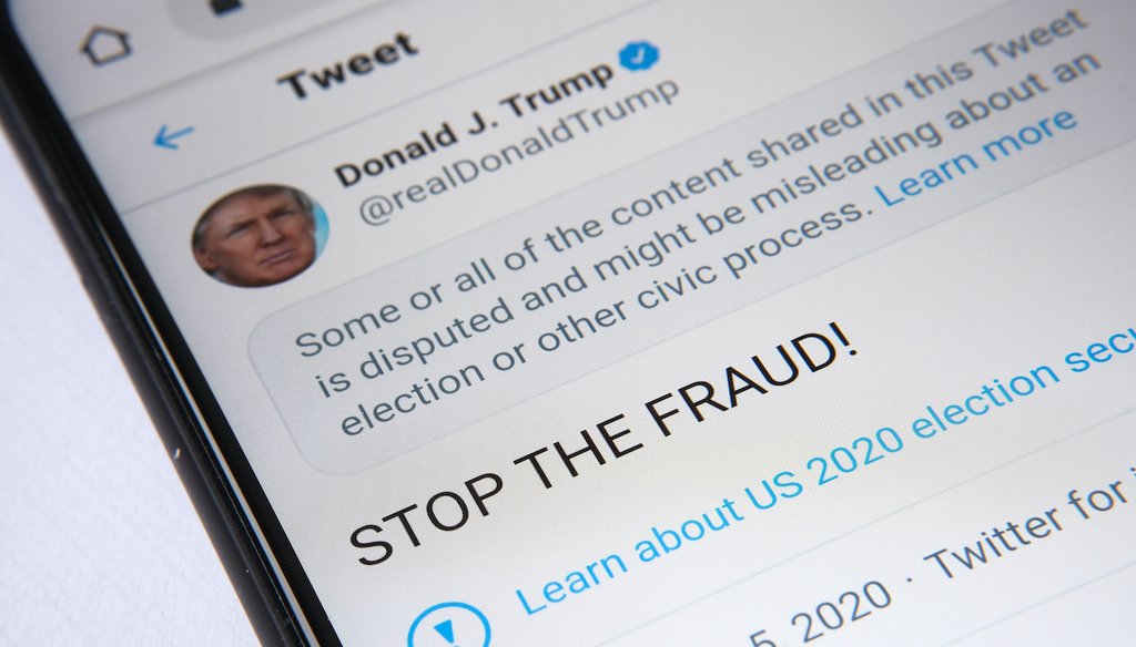 Twitter labeled Donald Trump's "STOP THE FRAUD" tweet as "disputed" (Shutterstock)