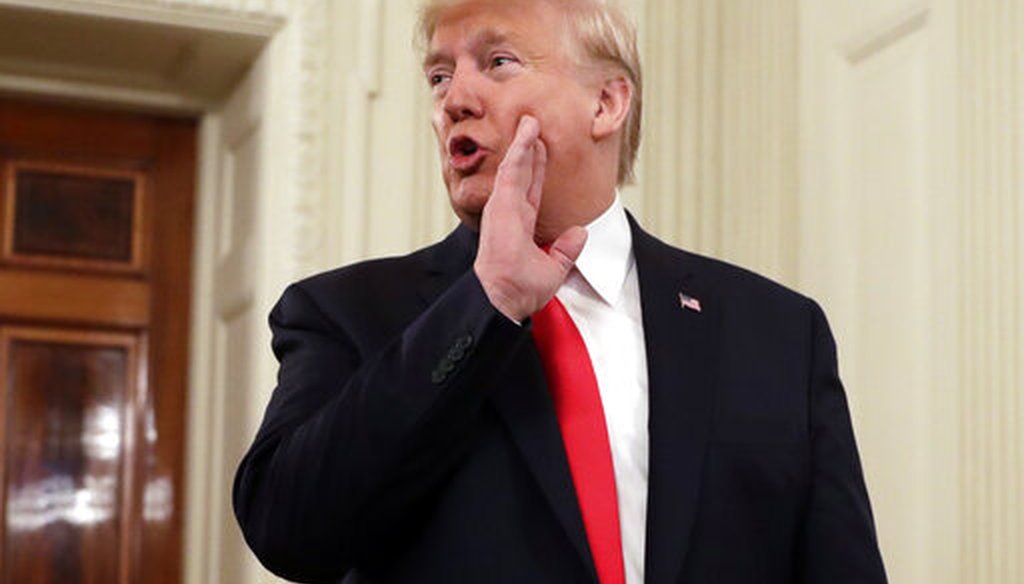 President Donald Trump talks to the media during the NCAA Collegiate National Champions Day event at the White House, Friday, Nov. 22, 2019, in Washington. (AP)