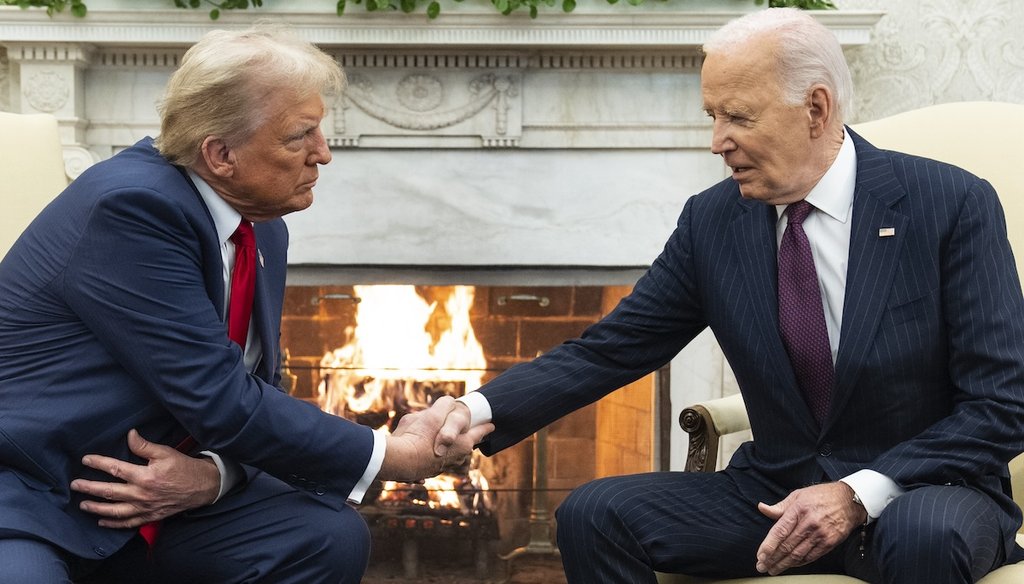 President Joe Biden meets with President-elect Donald Trump in the Oval Office of the White House, Nov. 13, 2024, in Washington. (AP)