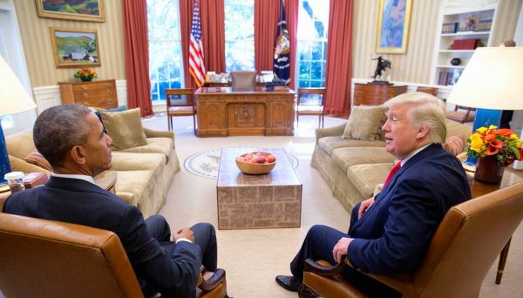 President Barack Obama and President-elect Donald Trump meet in the Oval Office for the first time. (Wikimedia commons)