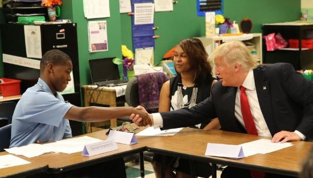 Donald Trump visited the Cleveland Arts and Social Sciences Academy Sept. 8