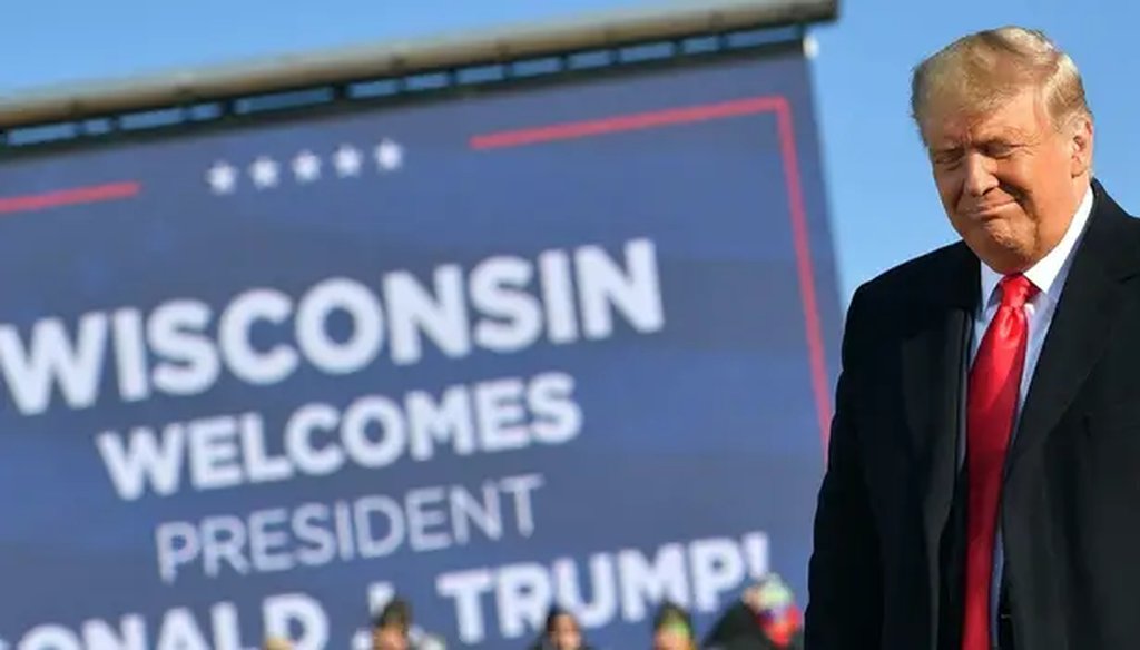 President Donald Trump arrives to a campaign rally at Green Bay Austin Straubel International Airport in Green Bay, Wisconsin, on October 30, 2020. MANDEL NGAN/AFP via Getty Images