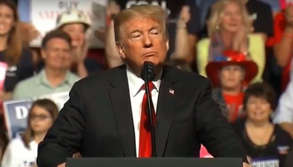 President Donald Trump holds a rally in Wheeling, W.Va., on Sept. 29, 2018.