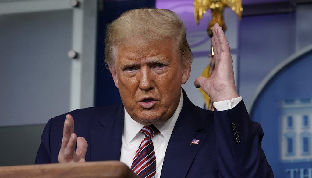 President Donald Trump gestures while speaking during a news conference at the White House, Sunday, Sept. 27, 2020, in Washington. (AP Photo/Carolyn Kaster)