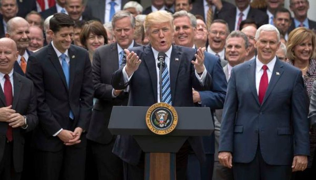 President Donald Trump speaks in the Rose Garden after House Republicans passed their health care bill on May 4, 2017. (Stephen Crowley/New York Times)