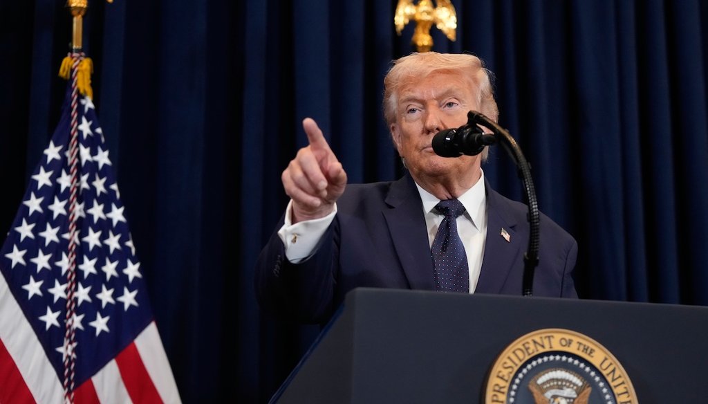 President Donald Trump speaks at a news conference, March 9, 2026, at Trump National Doral Miami in Doral, Fla. (AP)