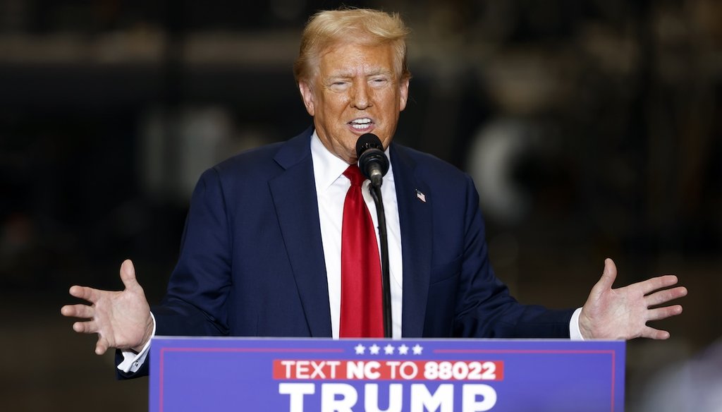 Republican presidential nominee former President Donald Trump speaks at a campaign event in Mint Hill, N.C., Sept. 25, 2024. (AP)