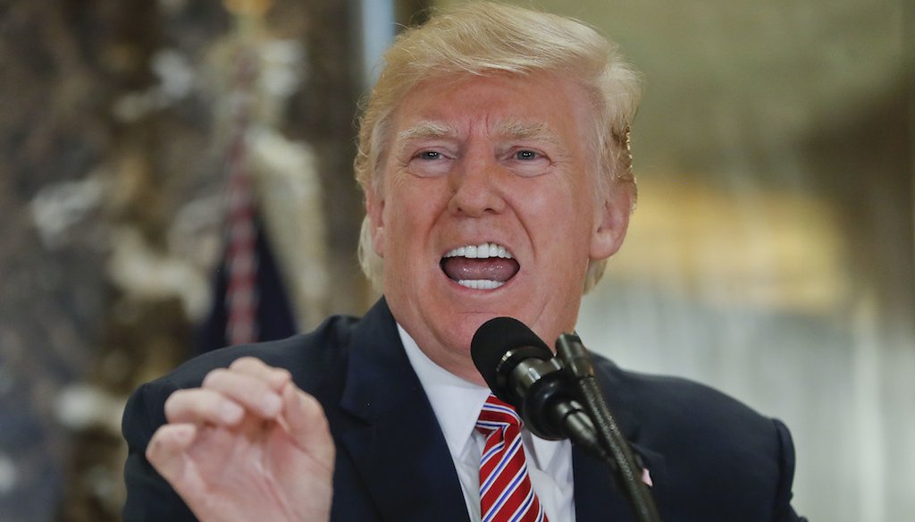 President Donald Trump speaks to the media in the lobby of Trump Tower on Aug. 15, 2017 in New York. (AP)