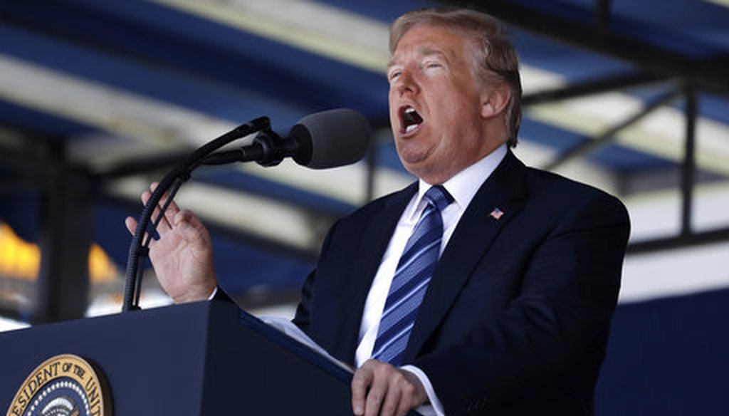 Trump Naval Academy Graduation President Donald Trump speaks during a graduation ceremony at the U.S. Naval Academy, Friday, May 25, 2018, in Annapolis, Md. (AP)