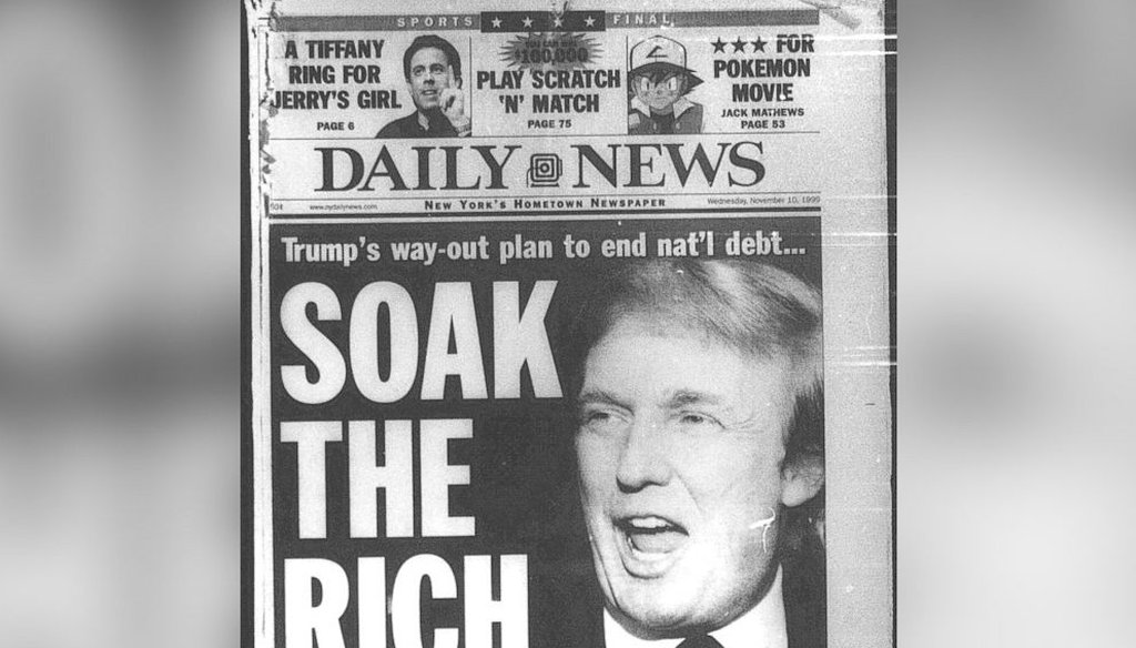 Donald Trump was on the cover of the New York Daily News for his tax hike proposal on Nov. 10, 1999.(ABC News/New York Daily News)
