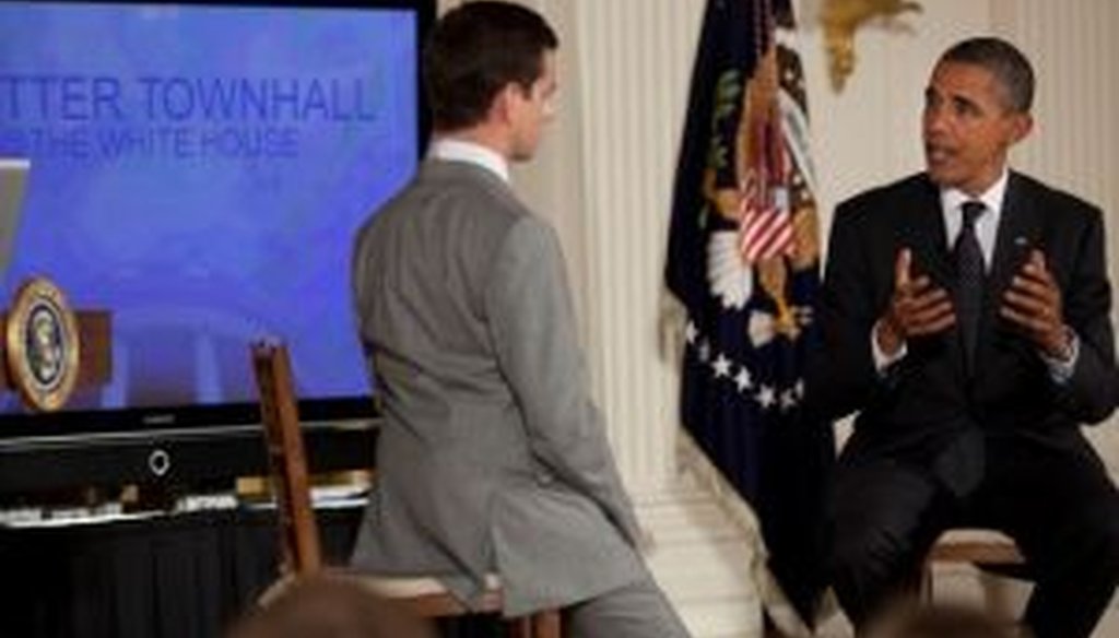 President Barack Obama held a Twitter town hall from the White House on July 6, 2011. We checked a few of his statements.