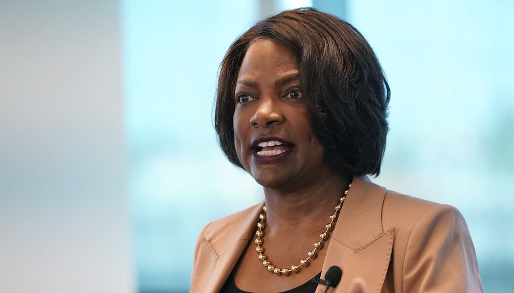 Rep. Val Demings, D-Fla., participates in a roundtable discussion Monday, Aug. 15, 2022, in Miami.