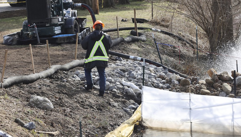 Water is filtered and cleaned in East Palestine weeks after a Norfolk Southern train derailment Feb. 3, 2023. (AP)