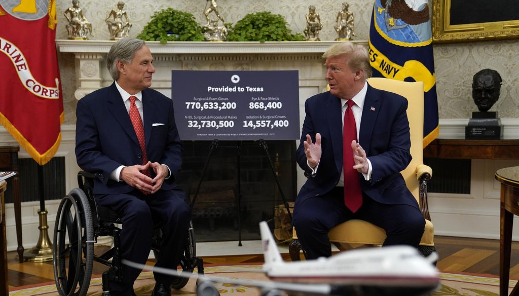 Texas Gov. Greg Abbott meets with President Donald Trump to discuss his state's response to the coronavirus (AP Photo/Evan Vucci).