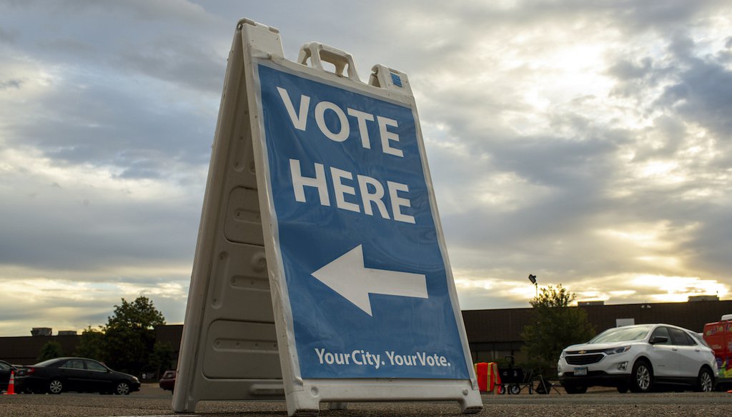 Voting signs direct voters to the Minneapolis Elections and Voter Services center on Friday, Sept. 23, 2022, in Minneapolis. (AP)