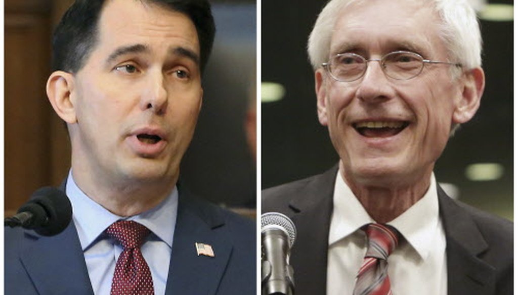 Wisconsin GOP Gov. Scott Walker (left) and Democratic Gov.-elect Tony Evers. 