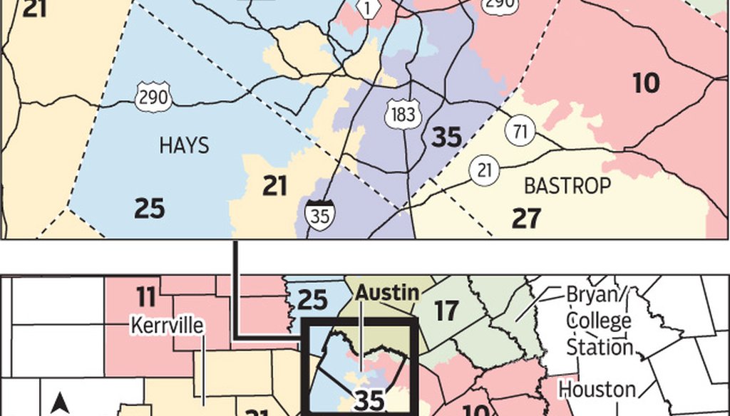 Austin U.S. House districts under the plan imposed for 2012 elections.