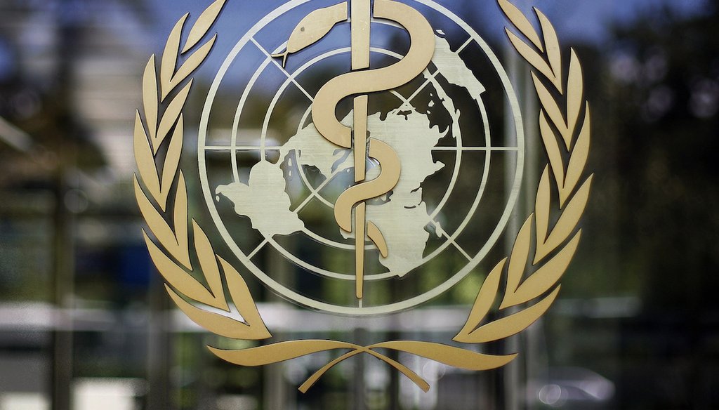 The logo of the World Health Organization on the doors of its headquarters in Geneva, Switzerland. (AP)