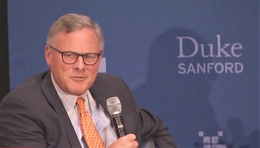 Sen. Richard Burr (R-NC) speaks at Duke University on April 1, 2019. Burr, who has served since 2005, is retiring at the end of his term in 2022. (WRAL screenshot)