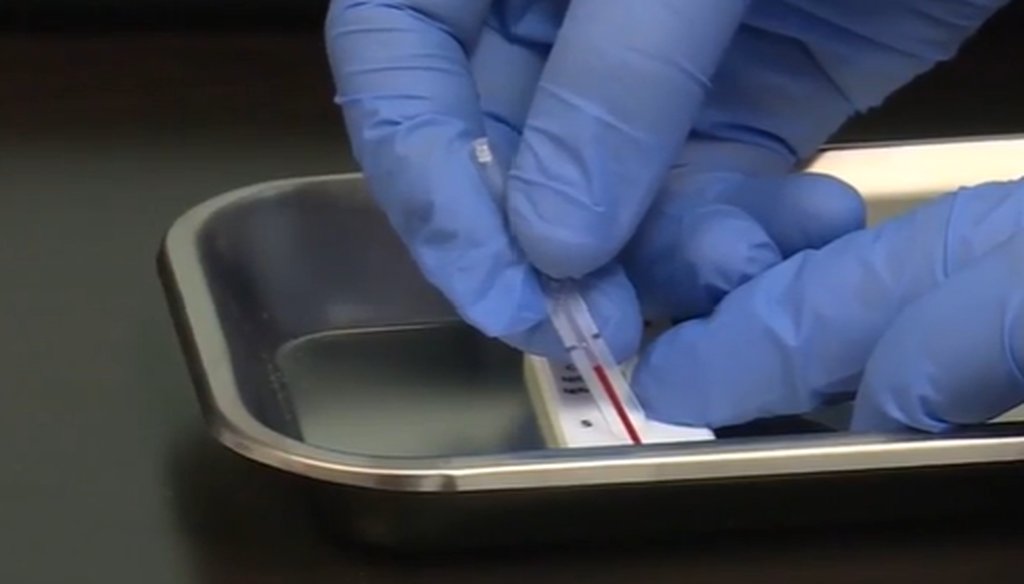 A researcher processes a coronavirus antibody test. (WRAL screenshot)