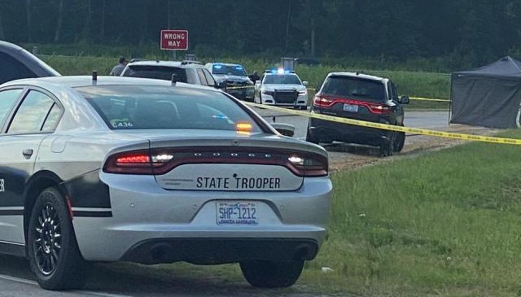 North Carolina State Troopers gather on I-85 in Vance County. (WRAL-TV file photo)