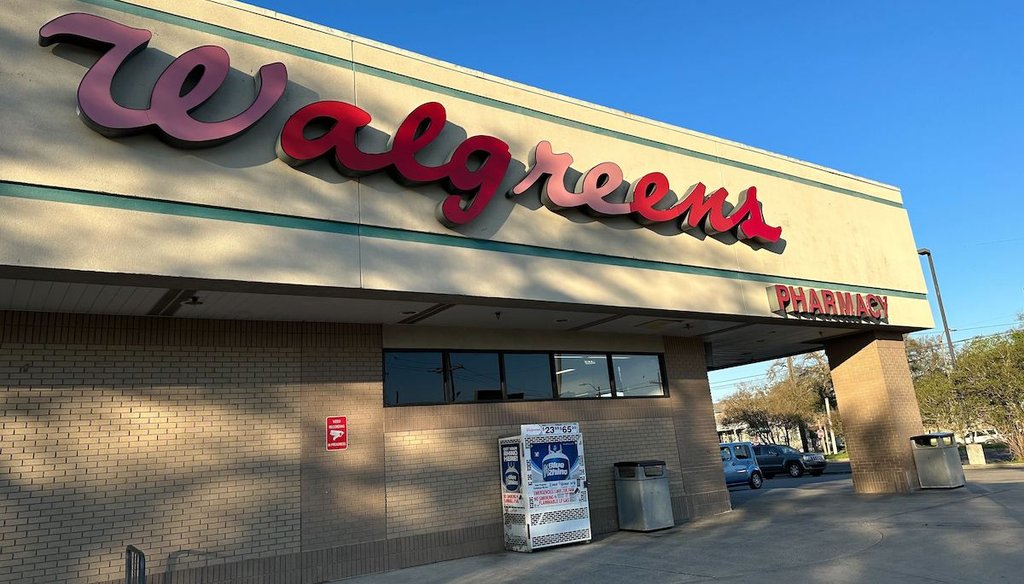 A Walgreens pharmacy store in New Orleans, Louisiana, on March 15, 2023. (PolitiFact/Rebecca Catalanello)