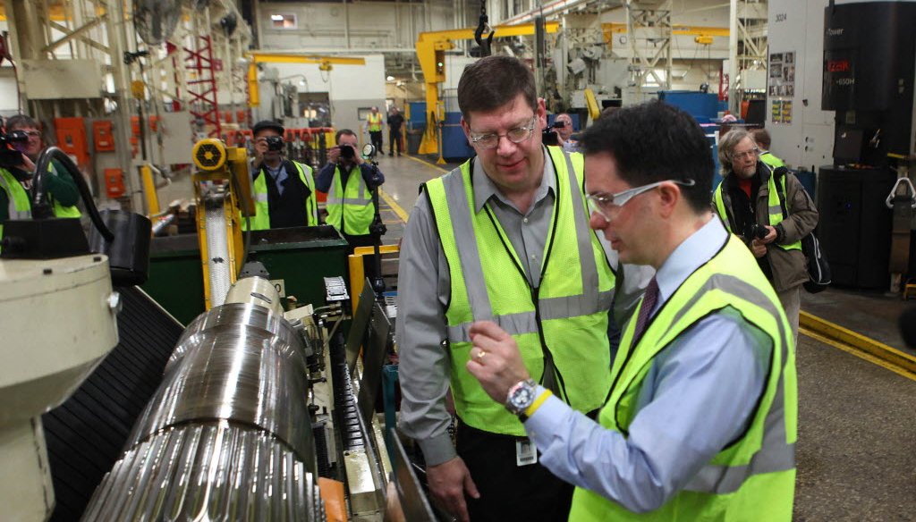 Gov. Scott Walker toured a mining products manufacturing facility on Feb. 28, 2012.