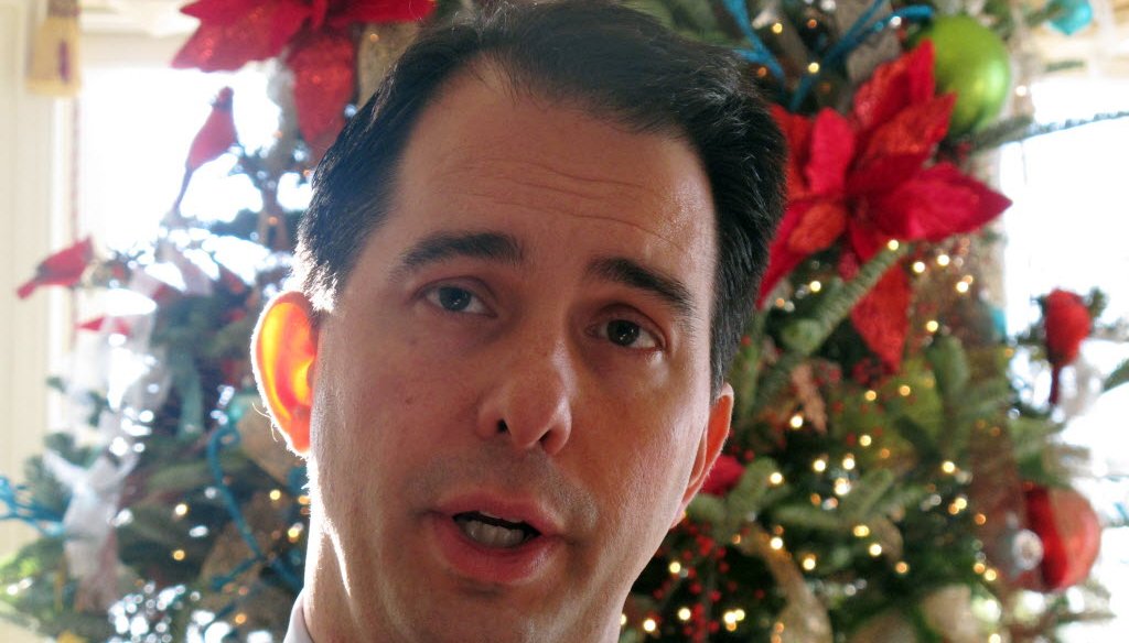 Gov. Scott Walker, shown here in one of his year-end interviews, was the subject of five of the 10 PolitiFact Wisconsin articles that got the most page-views in 2013.