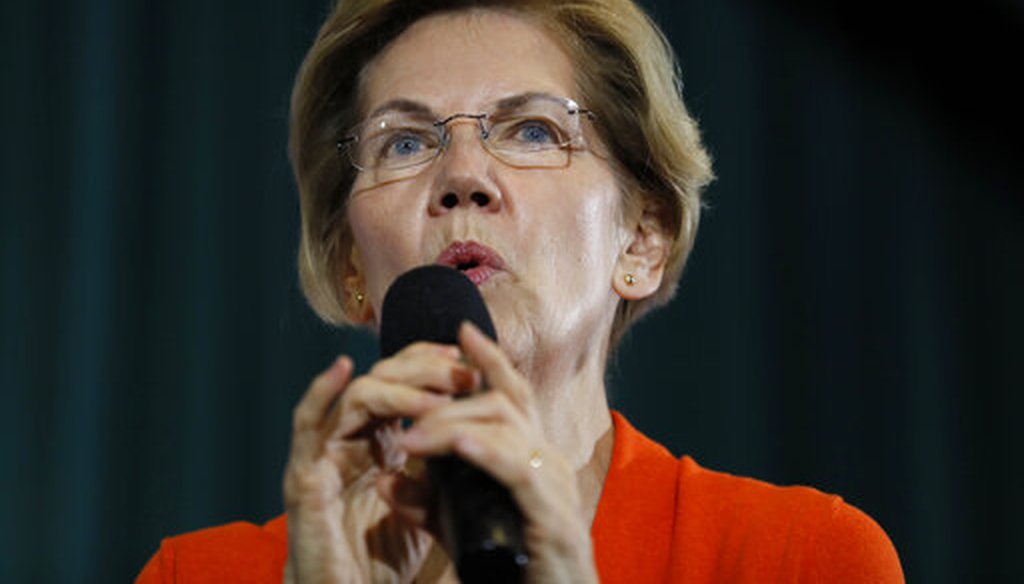 Democratic presidential candidate Sen. Elizabeth Warren, D-Mass., speaks during a town hall meeting at Grinnell College in Grinnell, Iowa. (AP Photo/Charlie Neibergall)