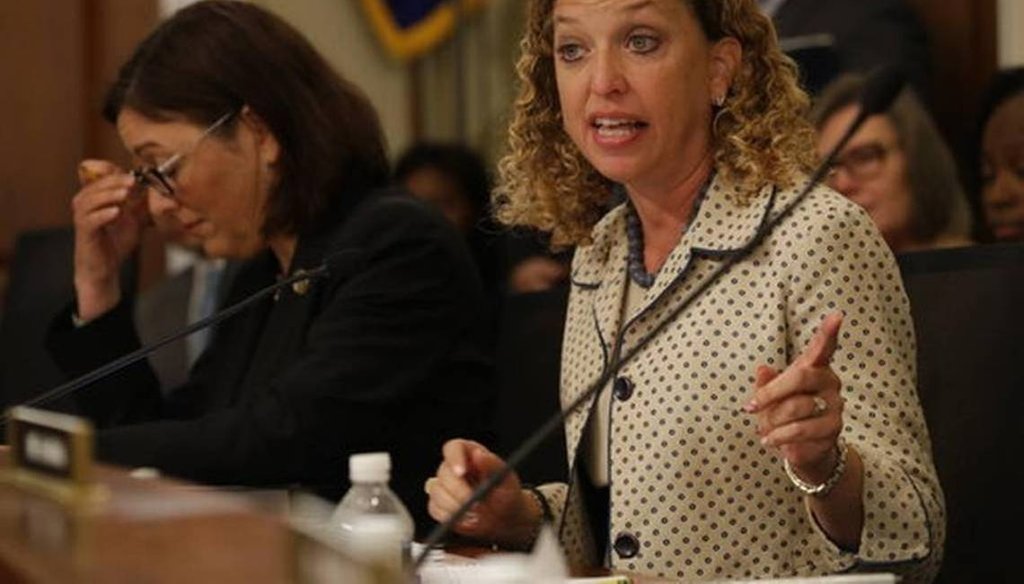 U.S. Rep. Debbie Wasserman Schultz, D-Weston, questions Budget Director Mick Mulvaney on Capitol Hill. Wasserman Schultz fired IT staffer Imran Awan on July 25, 2017, following his arrest on a federal bank fraud charge. (AP)