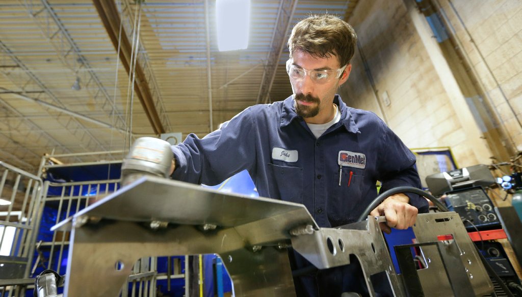 This welder participated in an apprenticeship program at Waukesha County Technical College in suburban Milwaukee. (Mike De Sisti/Milwaukee Journal Sentinel)
