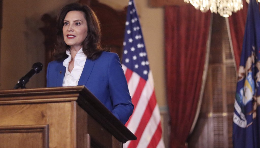 Michigan Gov. Gretchen Whitmer delivers annual State of the State address Jan. 27 (Michigan Office of the Governor via AP)