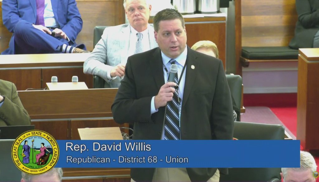 North Carolina state Rep. David Willis (R-Union County) speaks in the legislative building on Feb. 17, 2022.