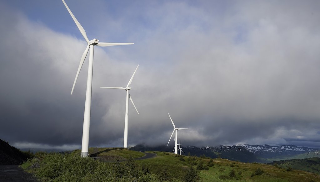 Wind turbines work on June 25, 2023, in Kodiak, Alaska. (AP)