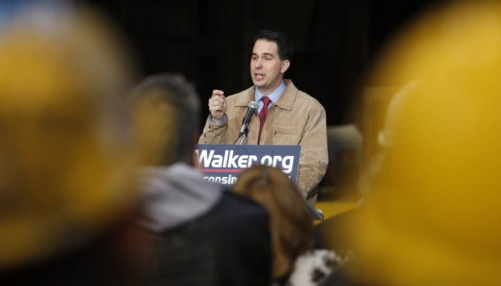 First-term Gov. Scott Walker is facing a recall election this summer. He is shown here launching his campaign.