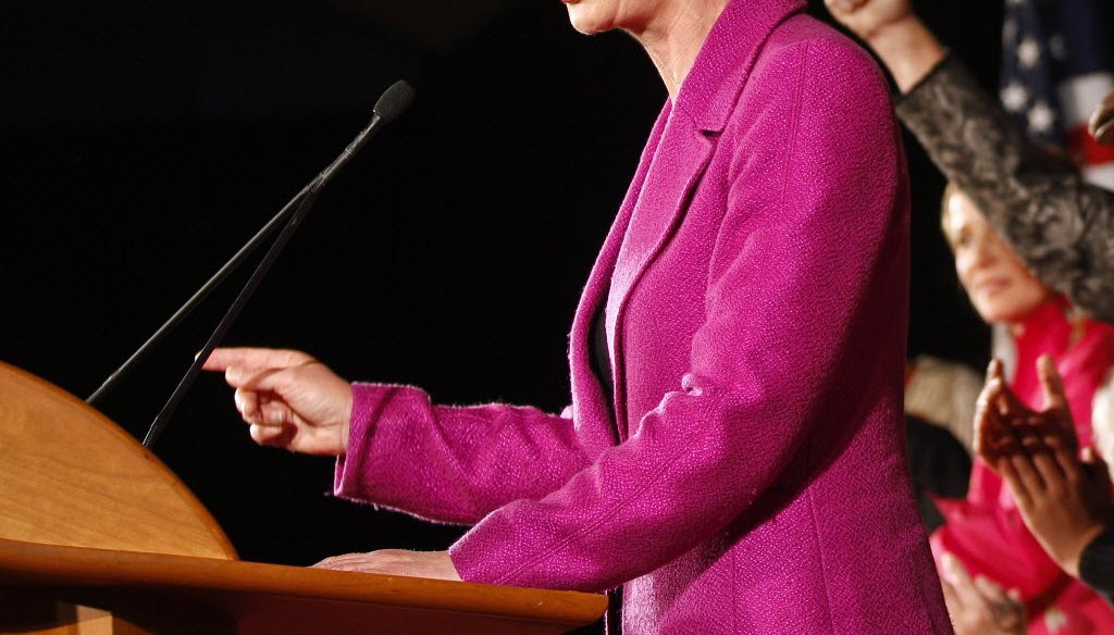 U.S. Sen. Tammy Baldwin, shown here giving a speech on the night she won election to the Senate on Nov. 6, 2012, gave a speech Jan. 31, 2013 claiming that 17 million children with a pre-existing health condition were "uninsurable."