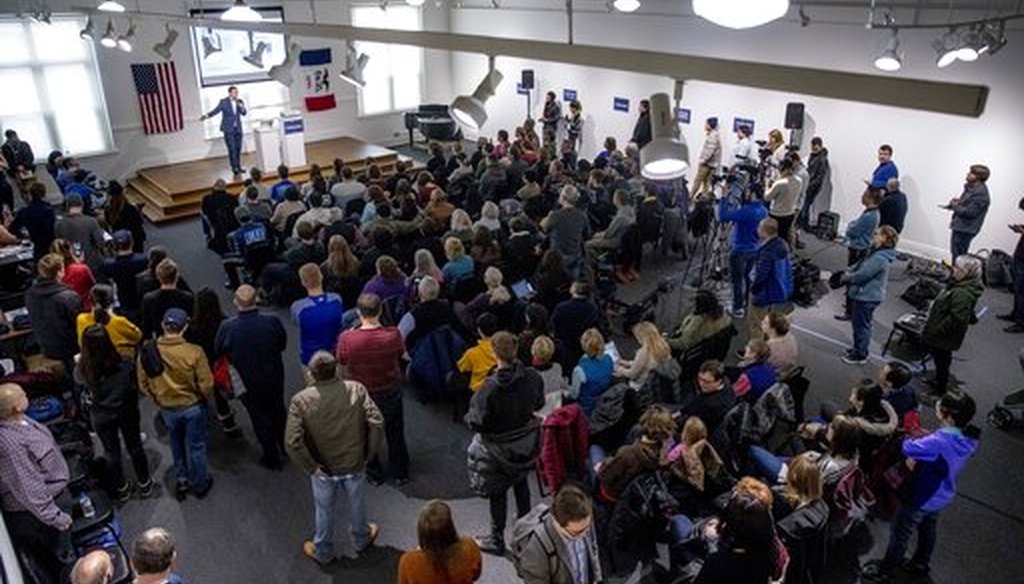 Democratic presidential candidate Andrew Yang speaks at a campaign stop in Ames, Iowa. (AP Photo/Andrew Harnik)