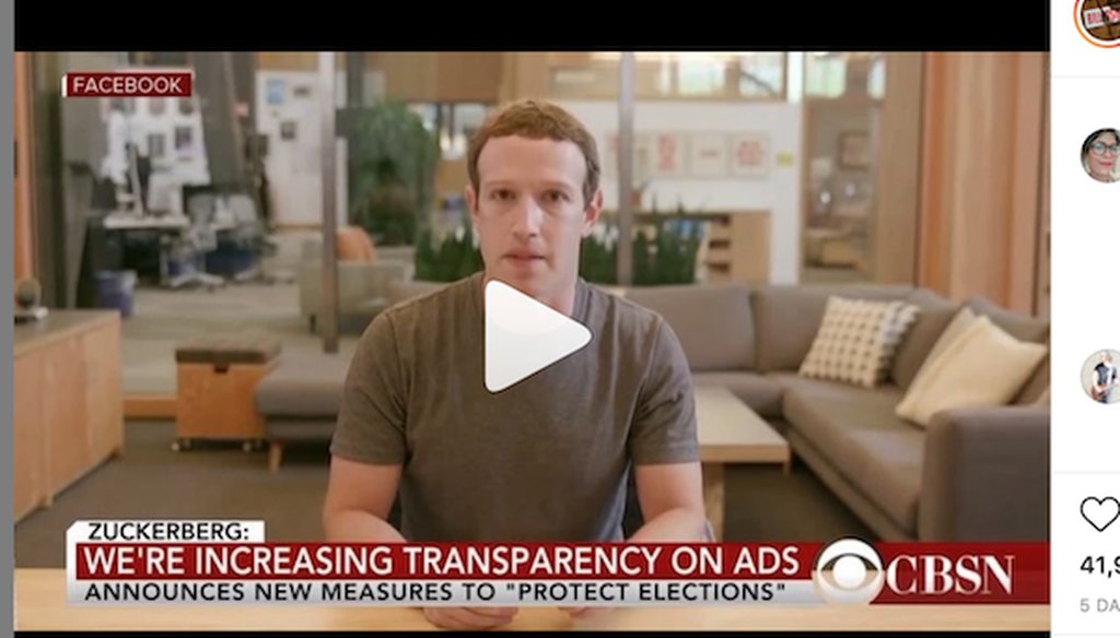 A screenshot of the fake Zuckerberg video