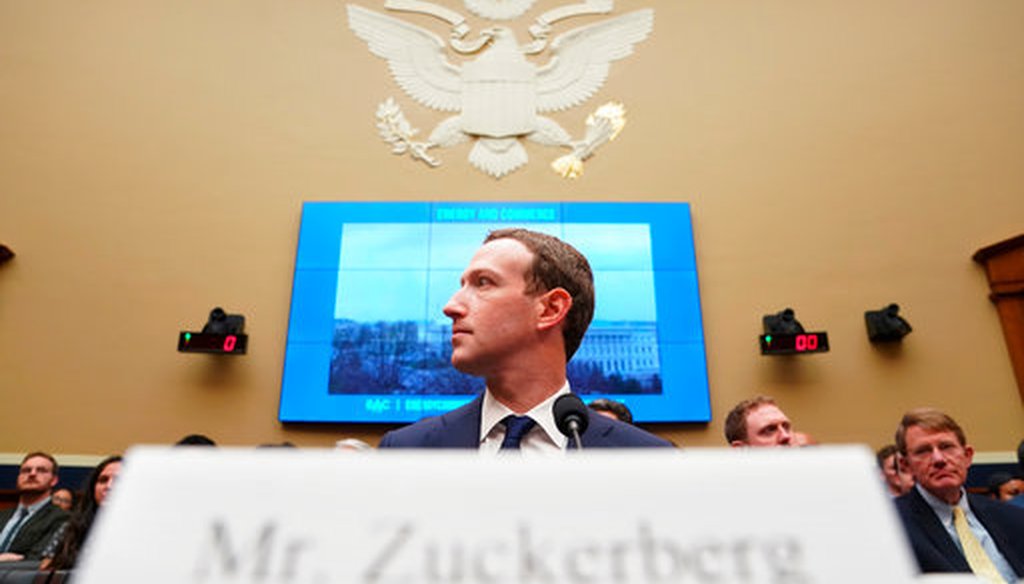 PolitiFact Factchecking Facebook CEO Mark Zuckerberg's congressional