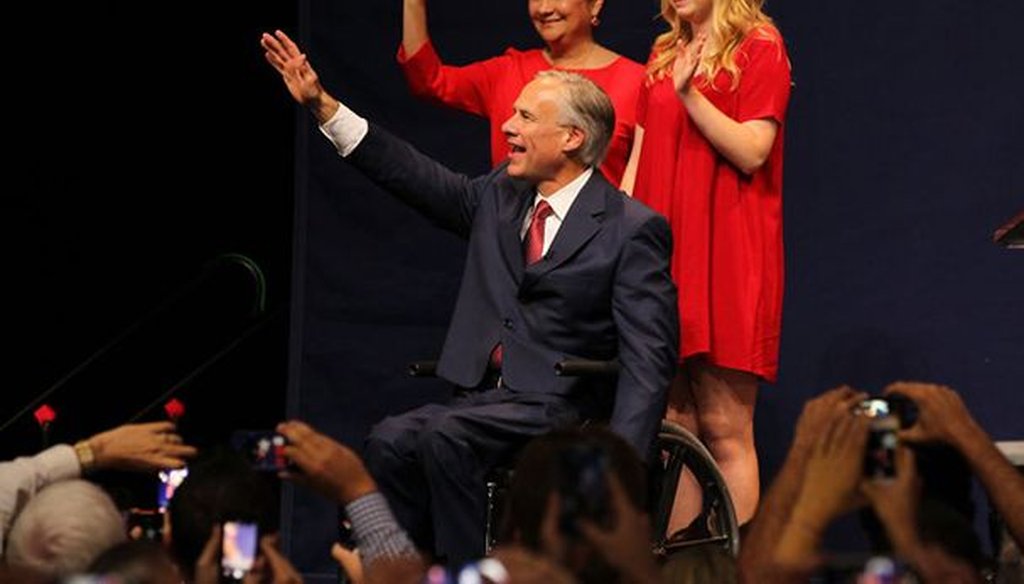 Greg Abbott, celebrating his win Nov. 4, 2014, has been fact-checked more than 20 times. Other Republican winners? Less so (Austin American-Statesman, Jay Janner).