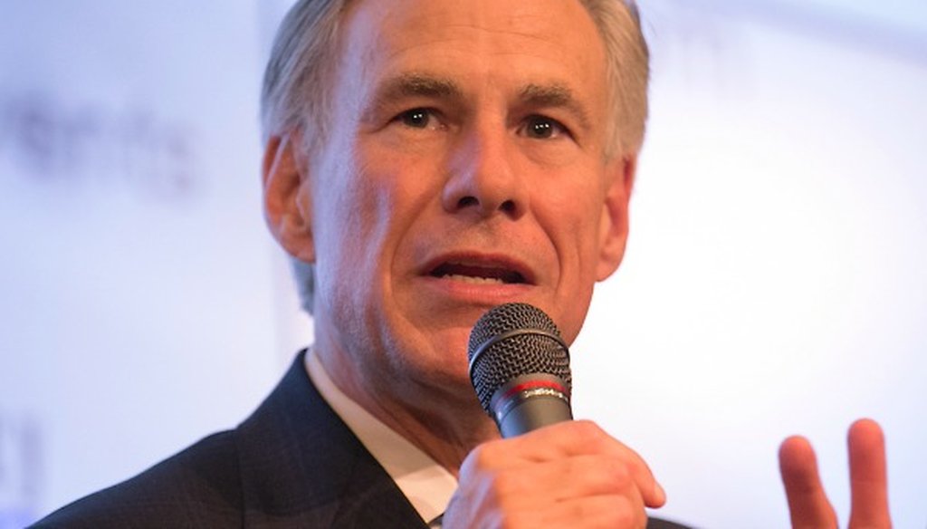 Texas Gov. Greg Abbott, shown here addressing a Texas Public Policy Foundation crowd in July 2017, later made an erroneous claim about Jerry Jones and the Dallas Cowboys (AUSTIN AMERICAN-STATESMAN, Ralph Barrera).