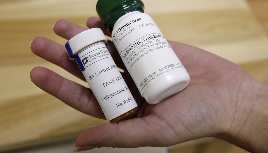 Bottles of abortion pills mifepristone, left, and misoprostol, right, are shown Sept. 22, 2010, at a clinic in Des Moines, Iowa. (AP)