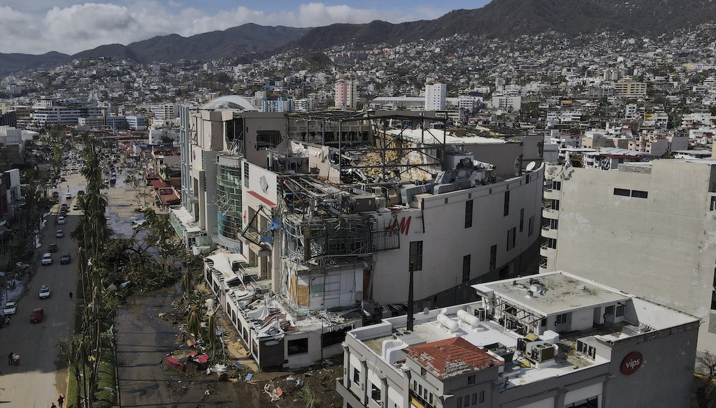 Damaged buildings are seen Oct. 26, 2023, after Hurricane Otis ripped through Acapulco, Mexico. (AP)