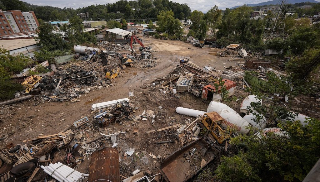 Debris is seen in the aftermath of Hurricane Helene, Sept. 30, 2024, in Asheville, N.C. (AP)