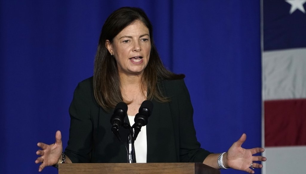 Former Republican Sen. Kelly Ayotte of New Hampshire speaks at a campaign rally on Sept. 22, 2020, in Gilford, N.H. (AP)