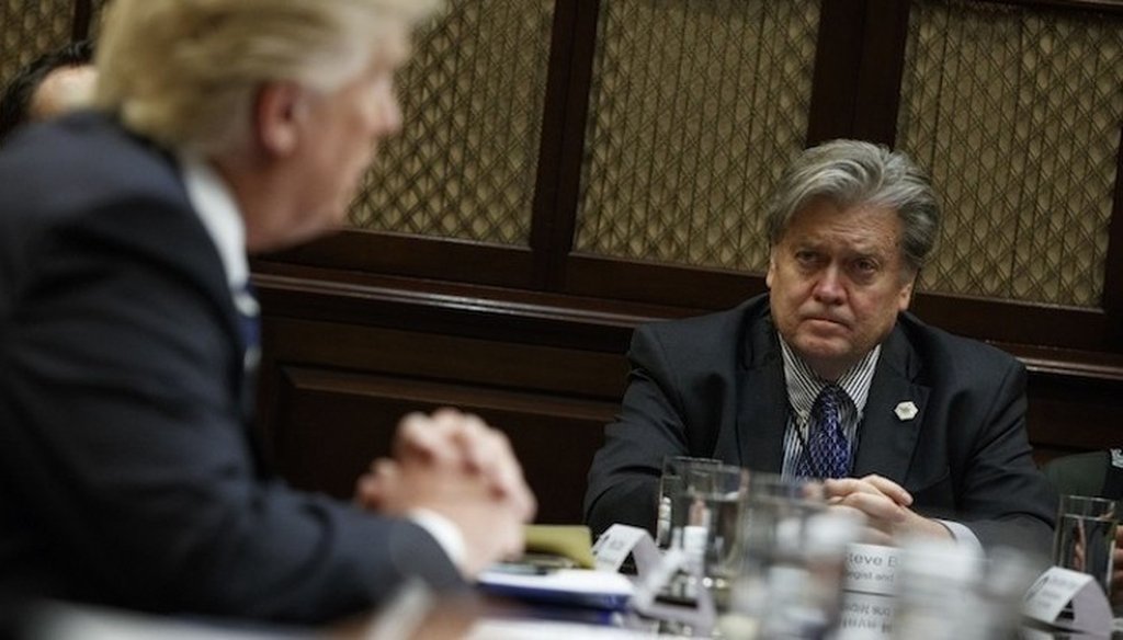 A story that says White House chief strategist Steve Bannon advocates for domestic violence has spread on the Internet.